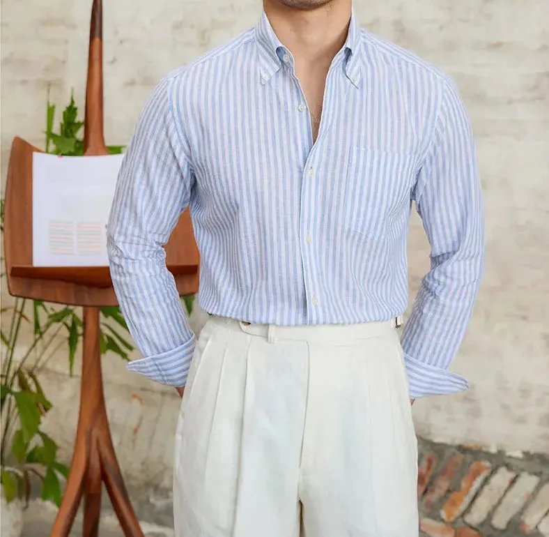 Antonios business striped long-sleeve shirt