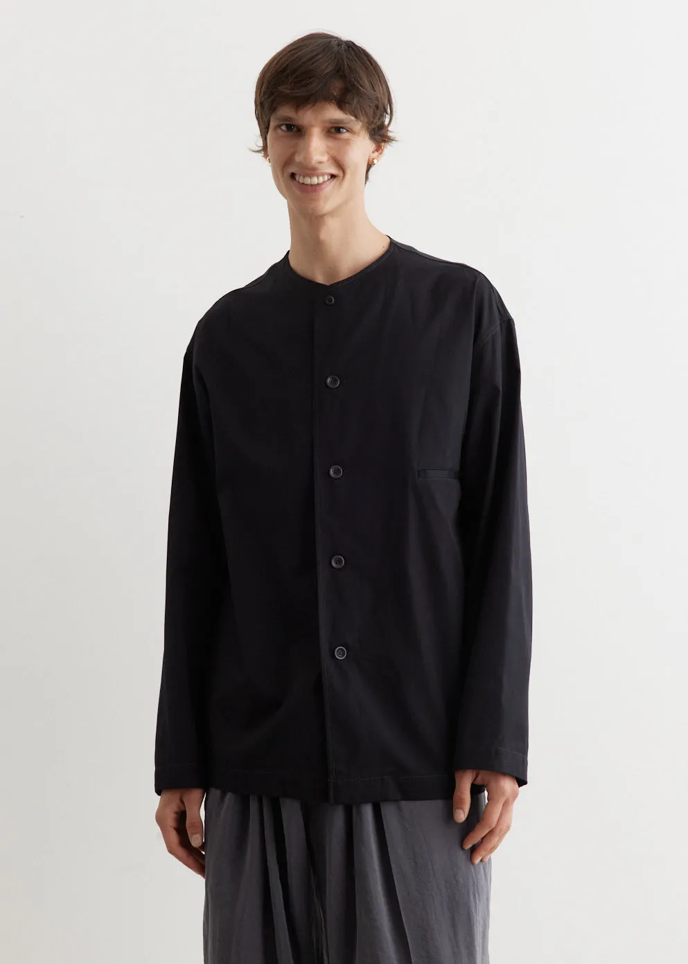 Collarless Relaxed Shirt