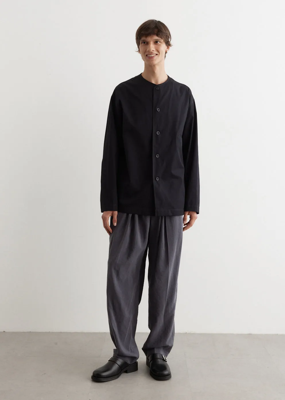 Collarless Relaxed Shirt