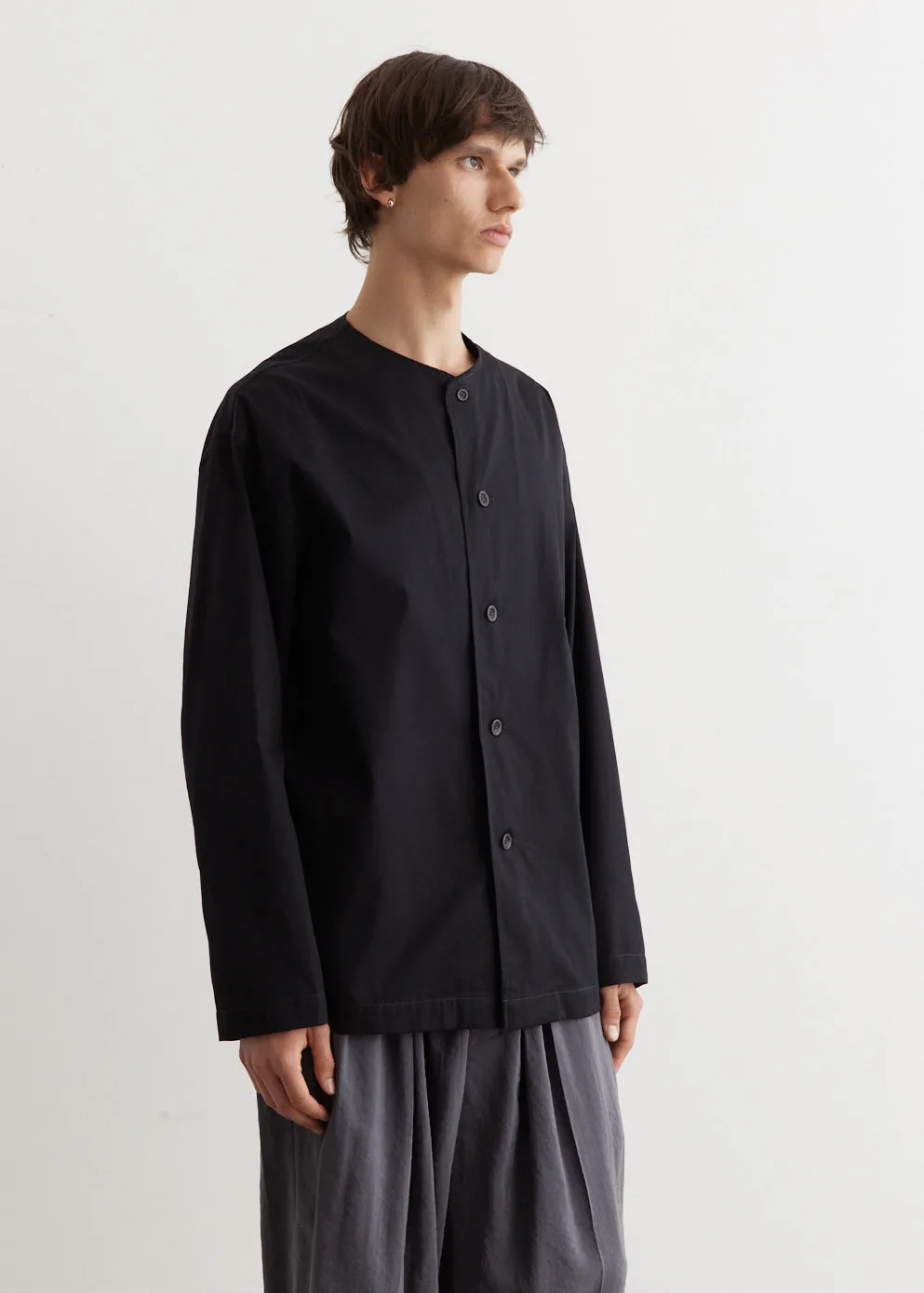 Collarless Relaxed Shirt