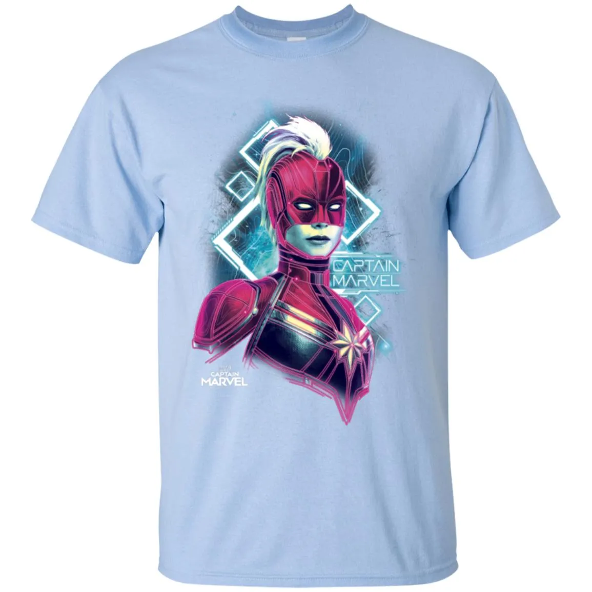 Marvel Captain Marvel Space Glow Neon Men Cotton T-Shirt
