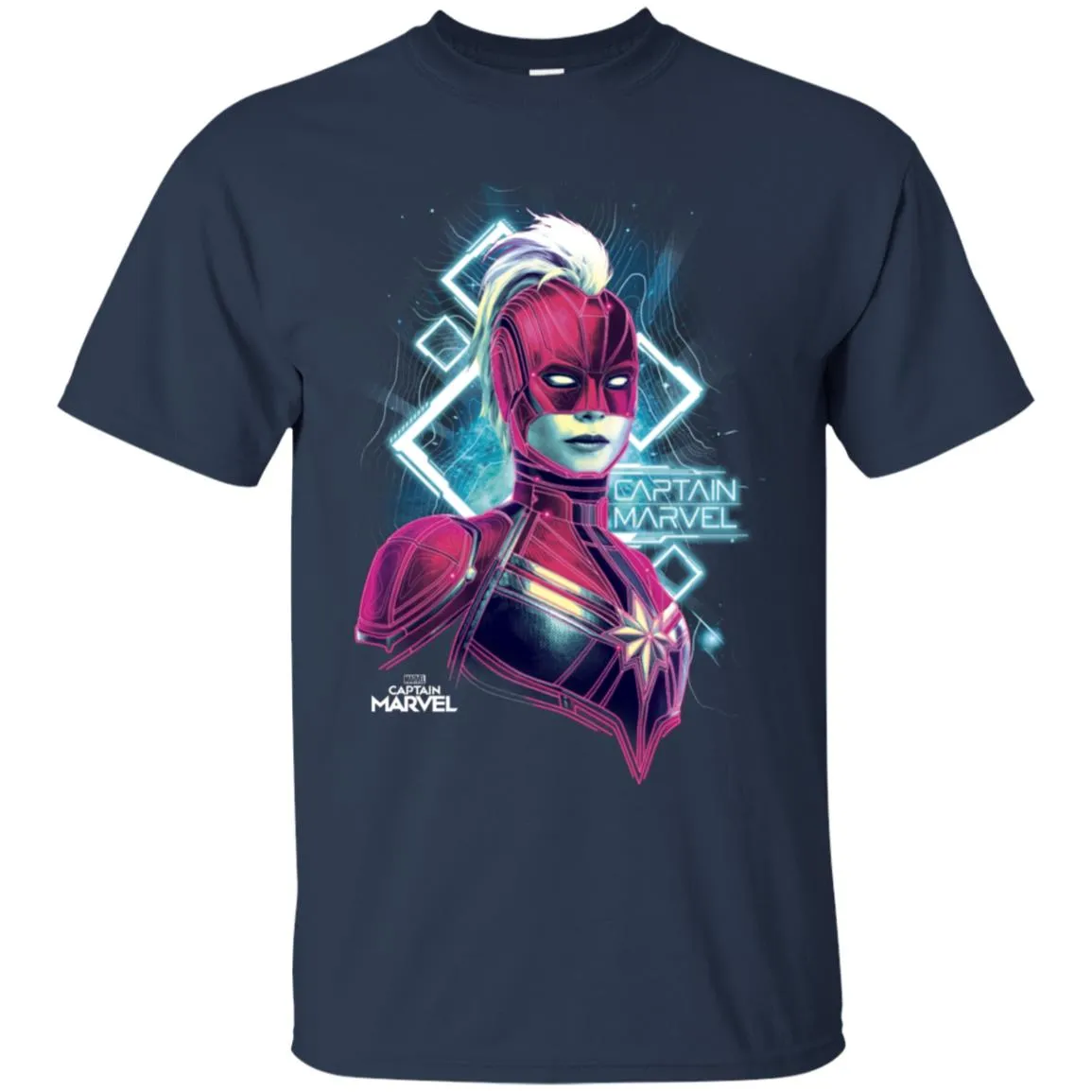 Marvel Captain Marvel Space Glow Neon Men Cotton T-Shirt