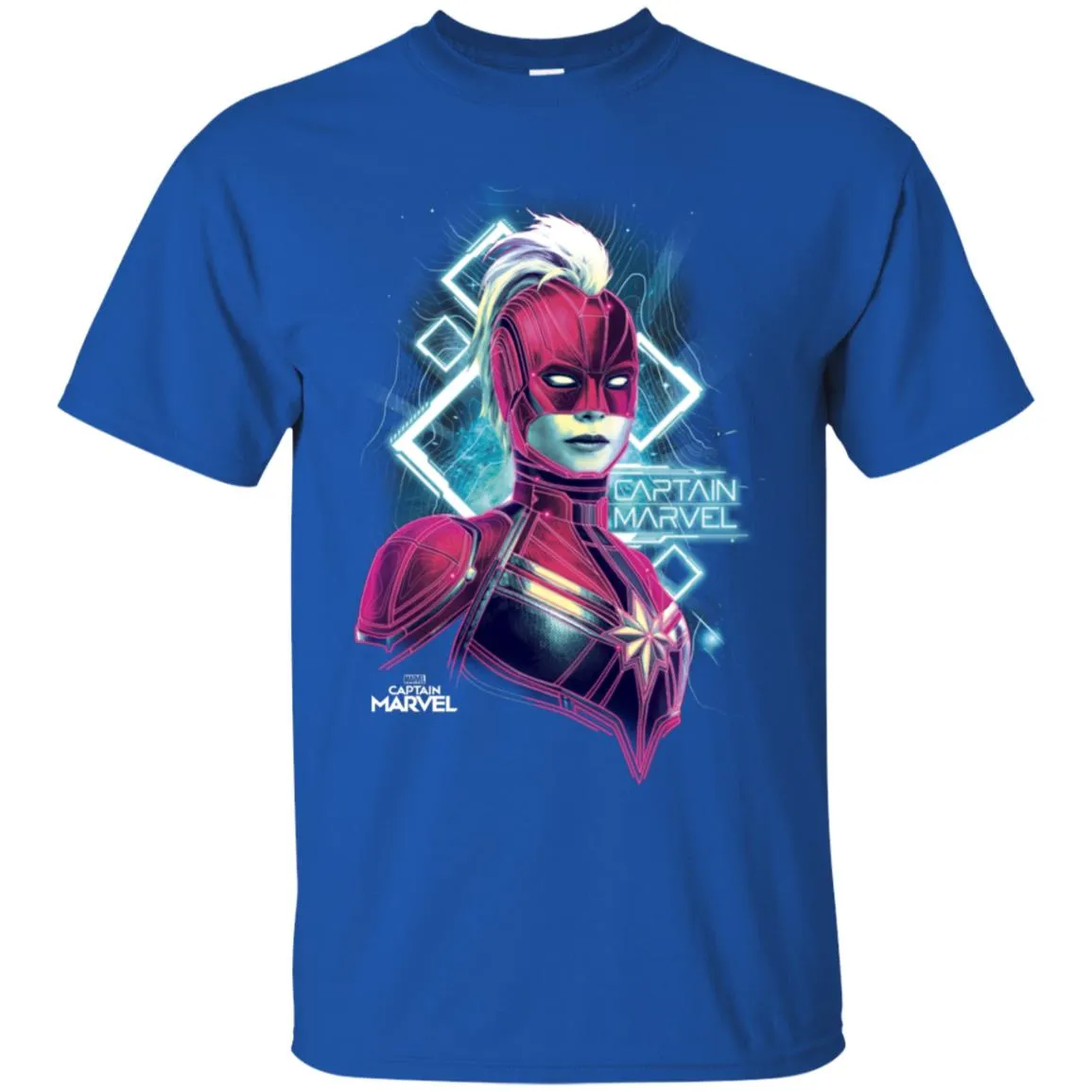 Marvel Captain Marvel Space Glow Neon Men Cotton T-Shirt