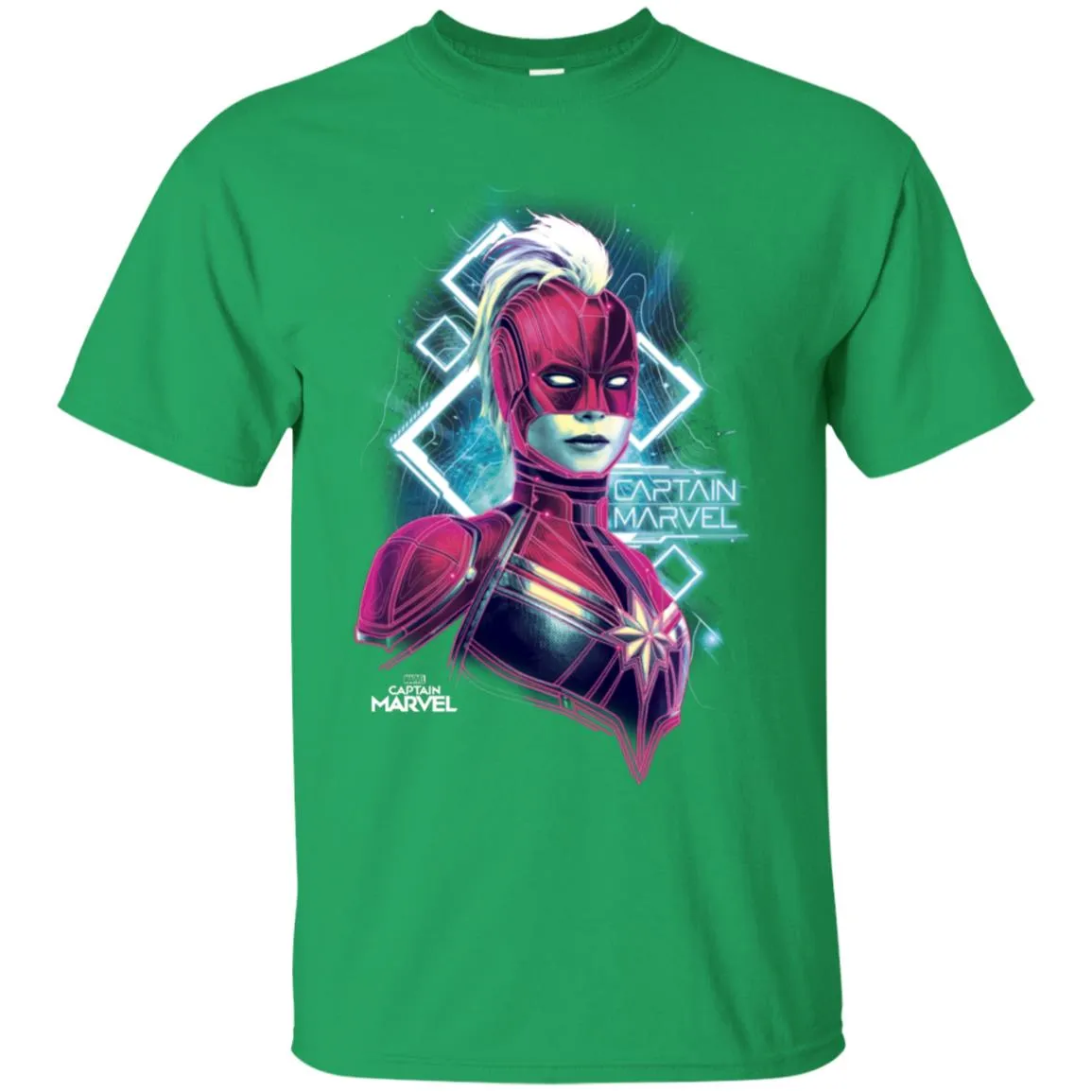 Marvel Captain Marvel Space Glow Neon Men Cotton T-Shirt