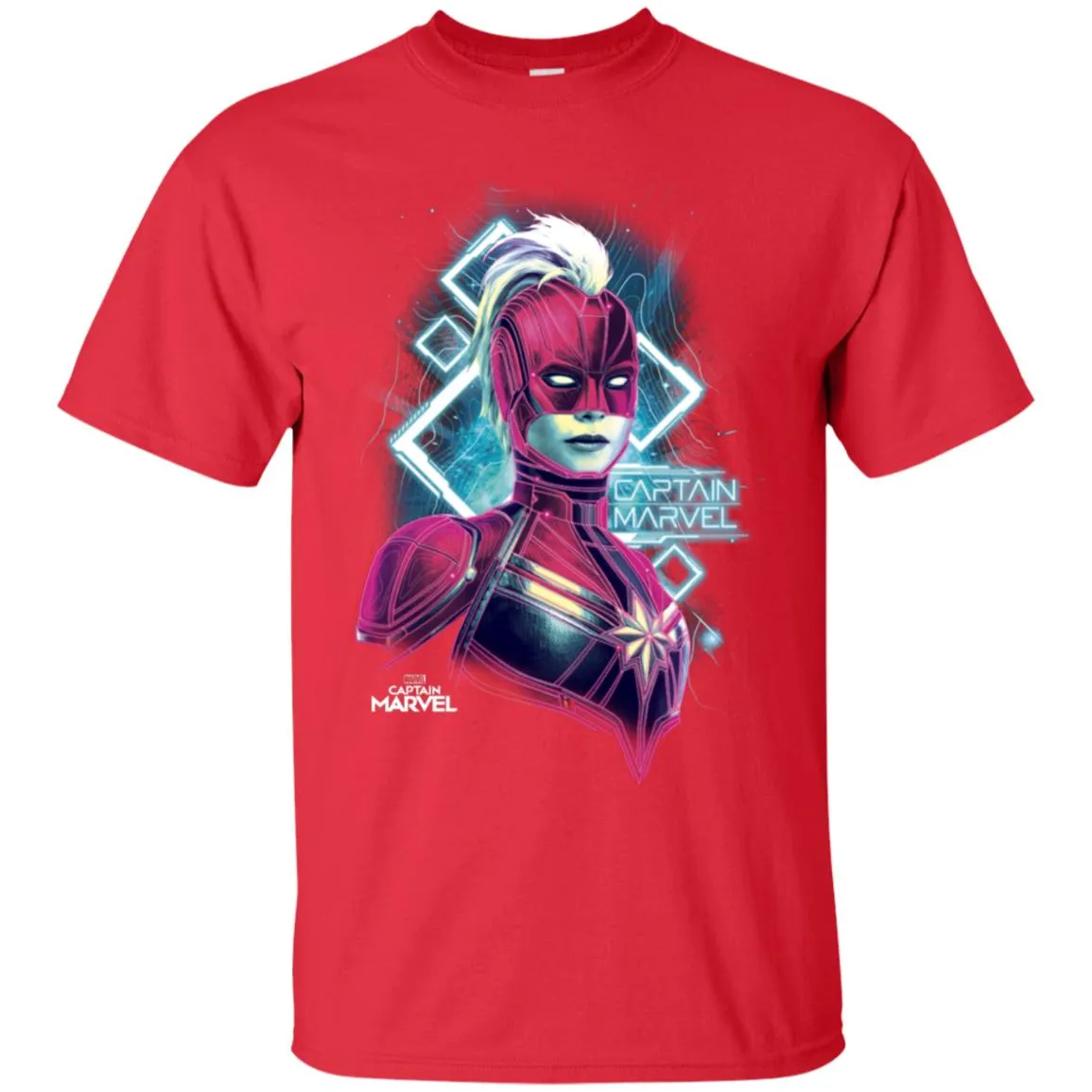 Marvel Captain Marvel Space Glow Neon Men Cotton T-Shirt