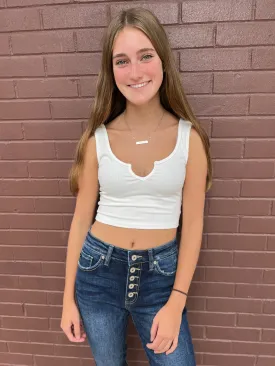 Your Best Interest Cropped Tank - Off White